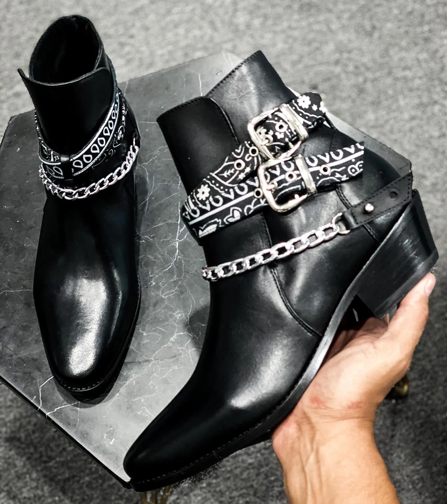 Height Increasing Black Italian Leather Cantane Slip On Jodhpur Boots sold by Costoso Italiano product image thumbnail 4