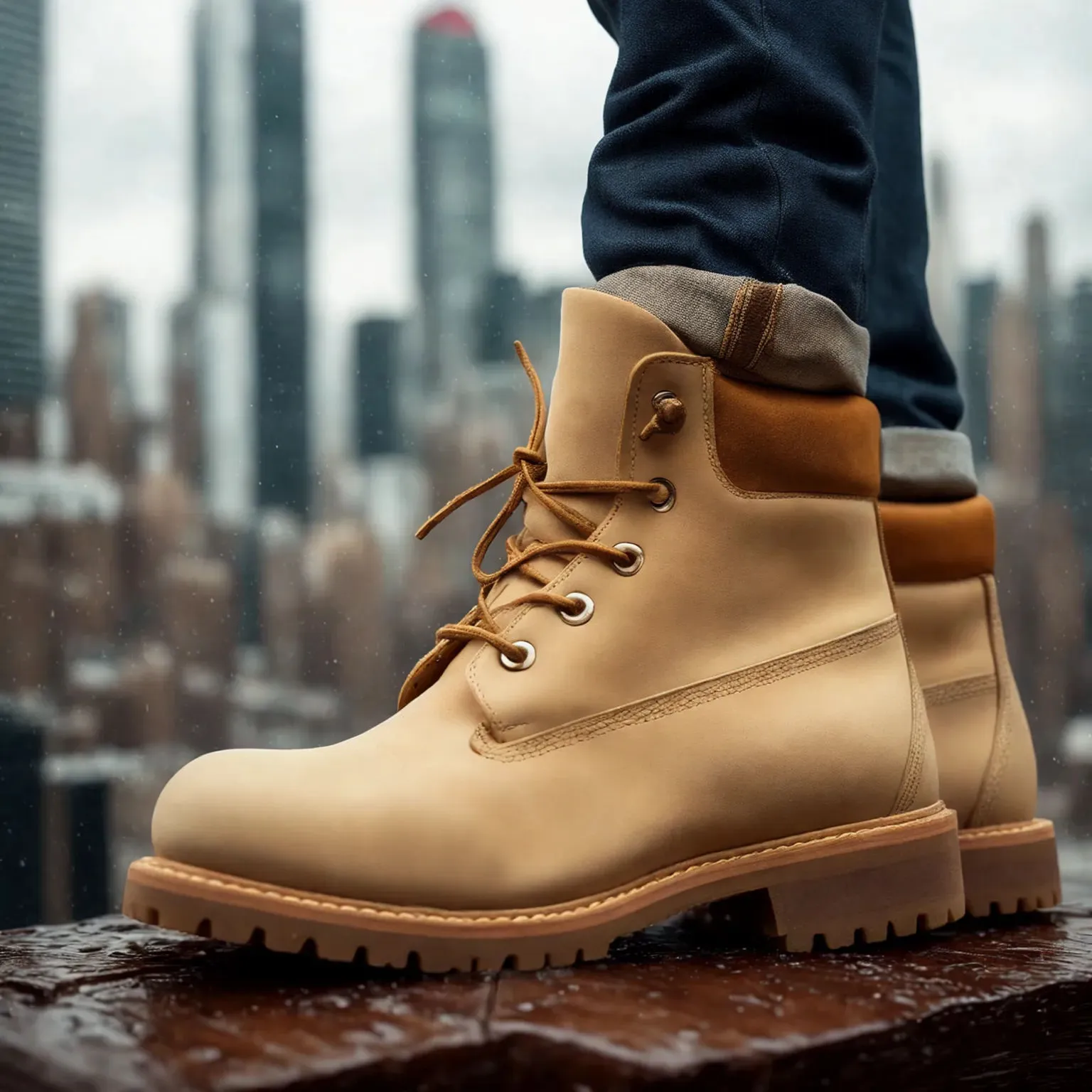 Cream Suede Leather Appoggio Ankle Rugged Lace Up Combat Hiking Boots with Chunky Track Sole sold by Costoso Italiano