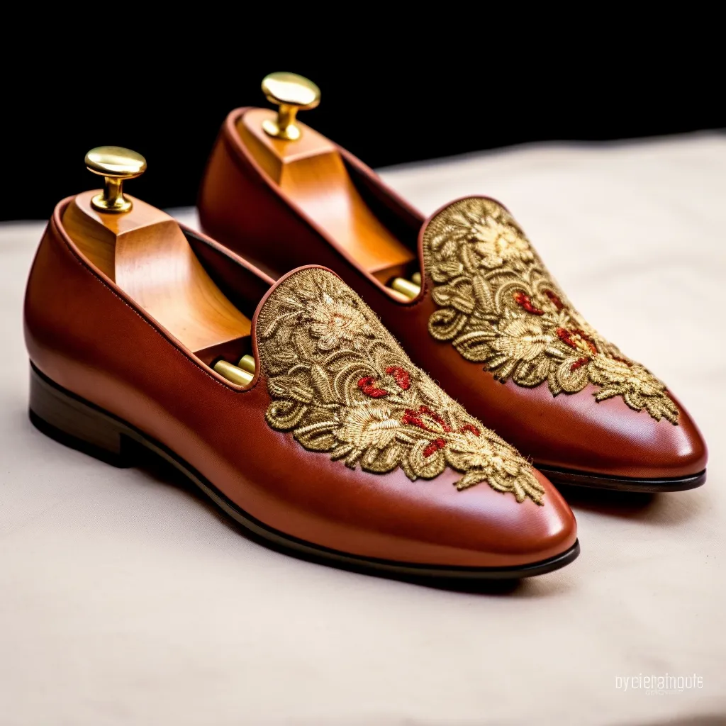 Burgundy Leather Embroidery Work Peshawari Loafers | Wedding Shoes for Groom | Shoes for Haldi Mehendi Sangeet sold by Costoso Italiano