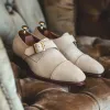 Beige Suede Sebastiano Monk Straps sold by Costoso Italiano