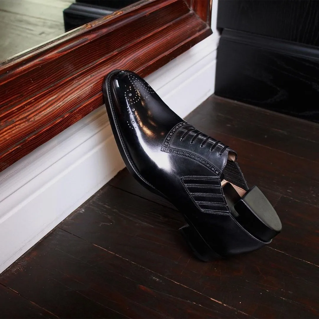 Black Leather Davos Opera Oxfords - Formal Shoes sold by Costoso Italiano