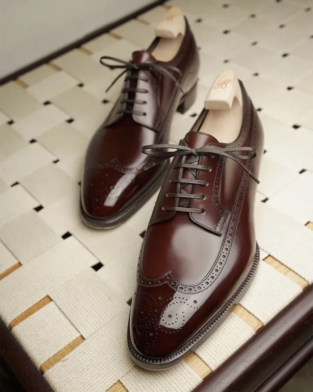 Brown Leather Calix Slipon Wingtip Oxfords - Formal Shoes - SS23 sold by Costoso Italiano