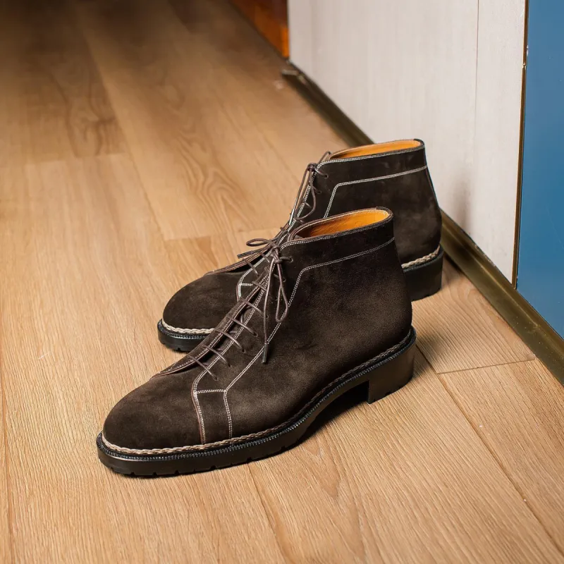 Norwegian Welted Brown Suede Ascoli Lace Up Derby Boots - AW24 sold by Costoso Italiano