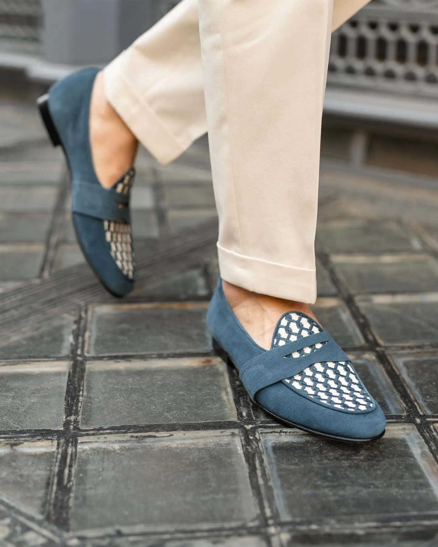 White Printed Leather Peshawari Loafers | Wedding Shoes for Groom | Shoes for Haldi Mehendi Sangeet sold by Costoso Italiano