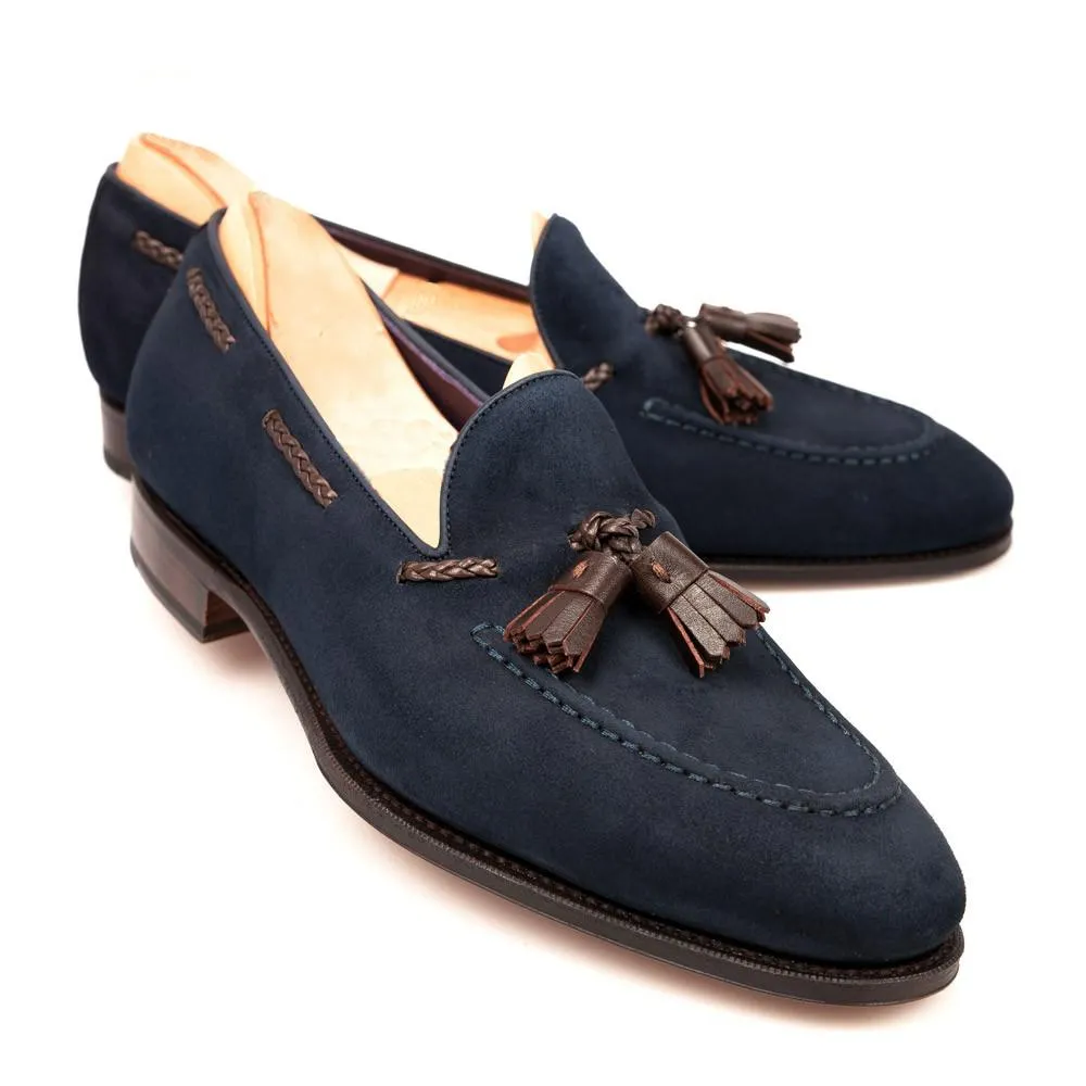 Flat Feet Shoes - Blue Suede Warwick Loafers with Arch Support sold by Costoso Italiano