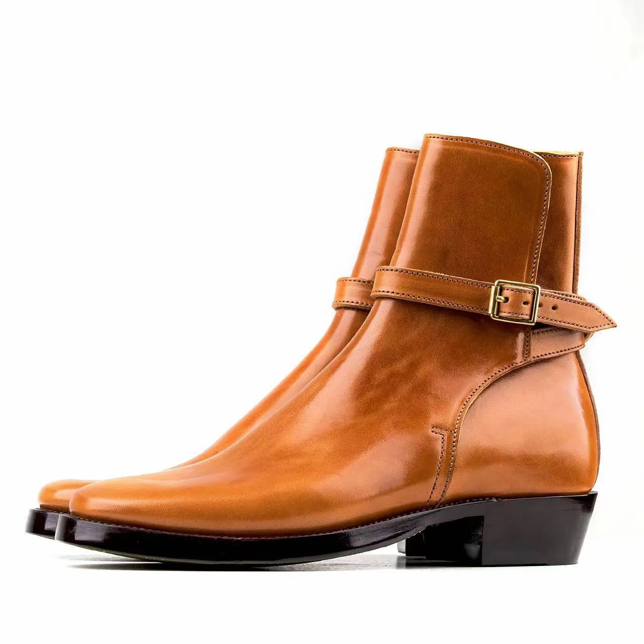Tan Leather Hamlets Slip-on Boots sold by Costoso Italiano