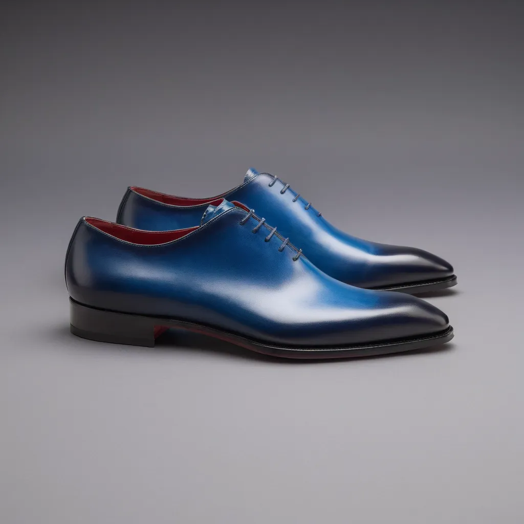 Blue Leather Nandes Oxford Shoes sold by Costoso Italiano