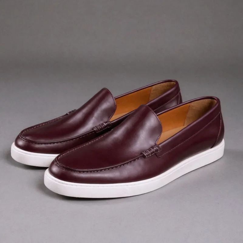 Burgundy Leather Anthea Slip On Sneakers sold by Costoso Italiano