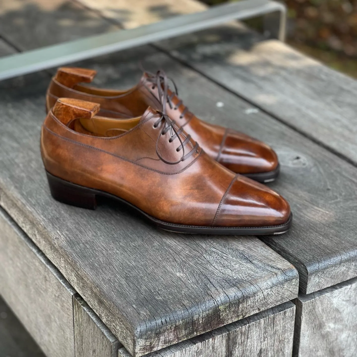 Tan Leather Quamira Toe Cap Oxfords - Formal Shoes - AW24 sold by Costoso Italiano