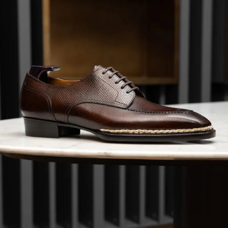 Norwegian Welted Brown Leather Azores Lace Up Derby Shoes - AW24 sold by Costoso Italiano