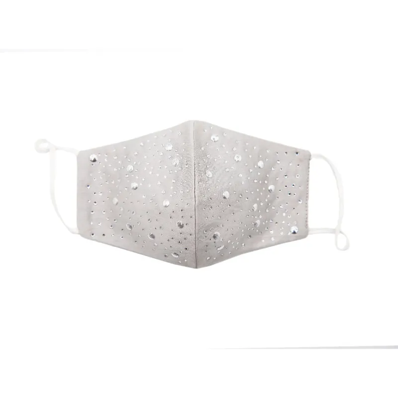 White Silk Mask with Stars Shining in Swarovski Crystals sold by Costoso Italiano