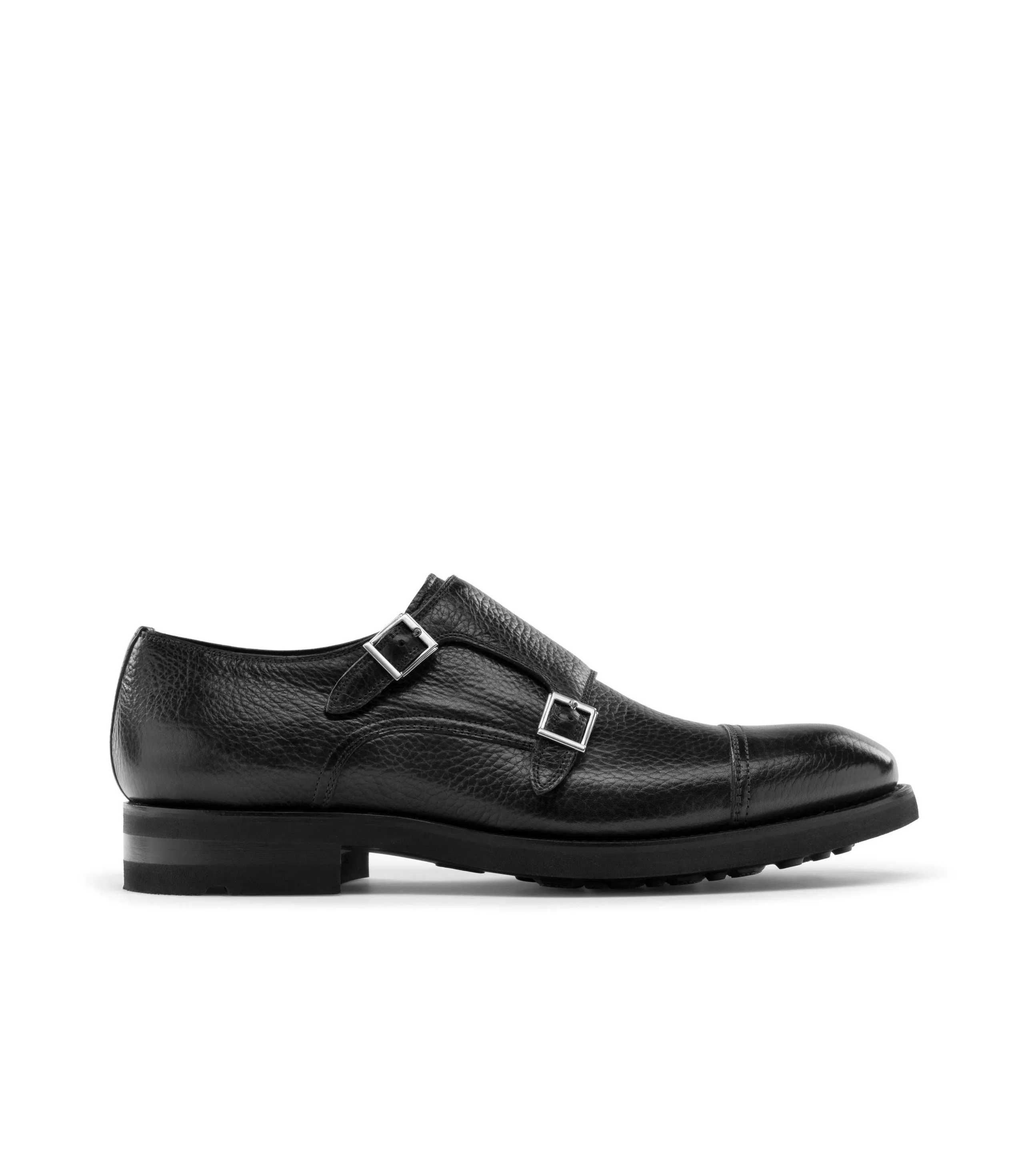 Height Increasing Black Leather Portneuf Chunky Monk Strap Shoes sold by Costoso Italiano product image thumbnail 2