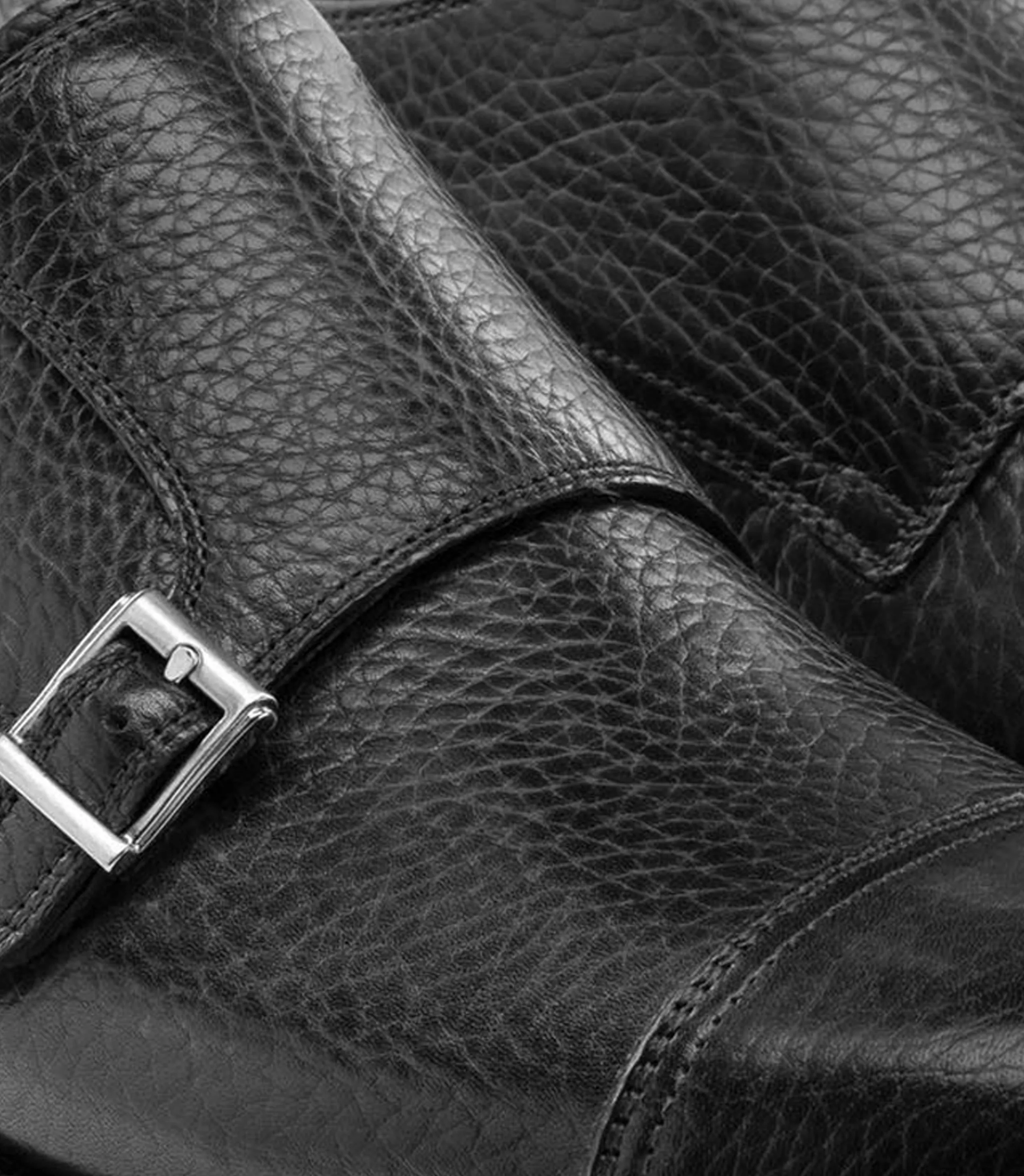 Height Increasing Black Leather Portneuf Chunky Monk Strap Shoes sold by Costoso Italiano product image thumbnail 3