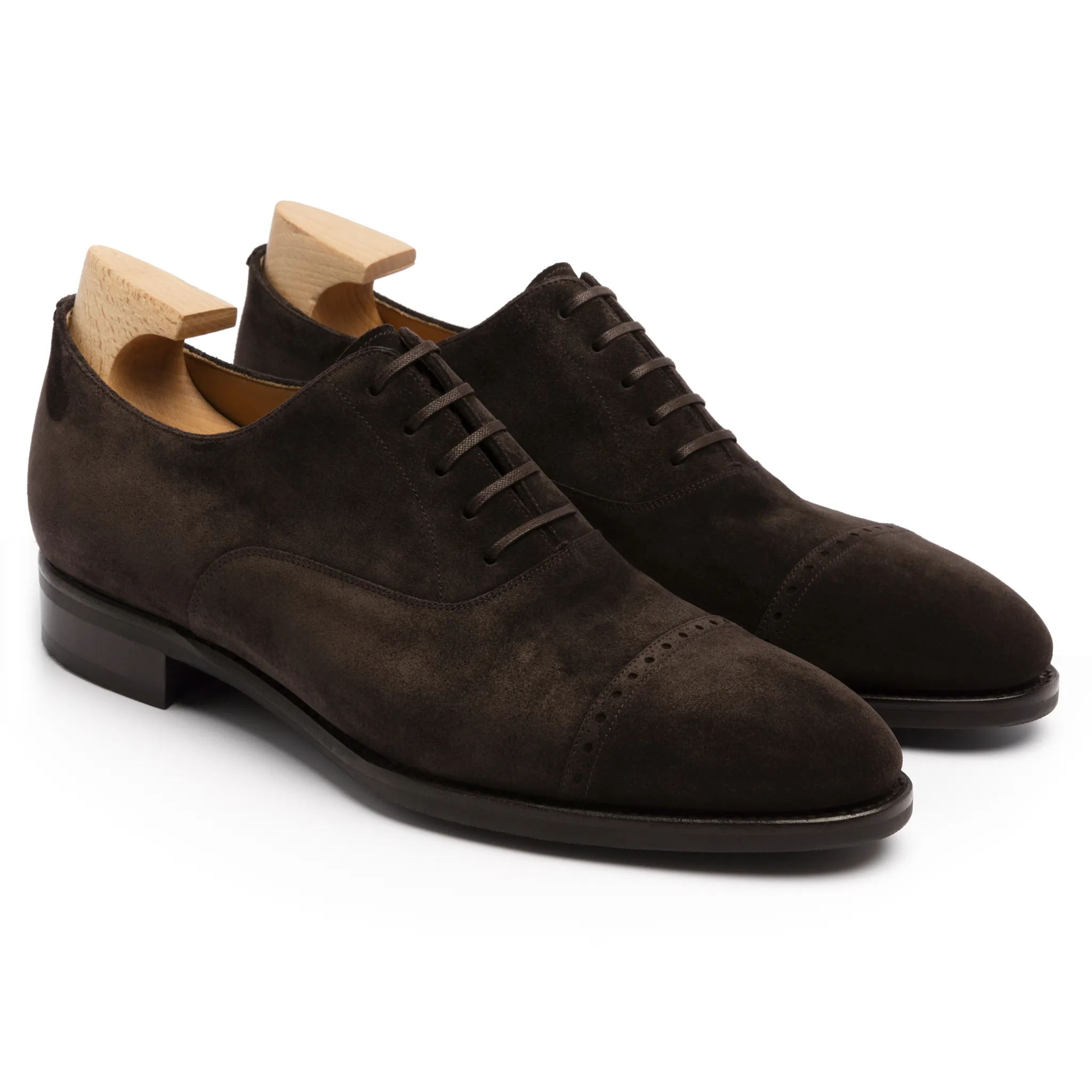 Height Increasing Brown Suede Eastney Toe Cap Oxfords sold by Costoso Italiano