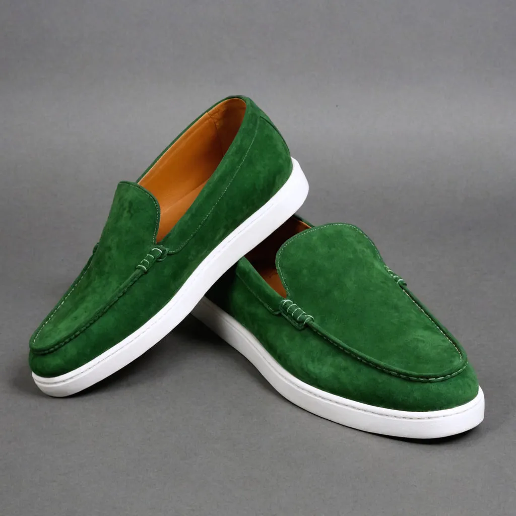 Green Suede Leather Magnus Slip On Sneakers sold by Costoso Italiano