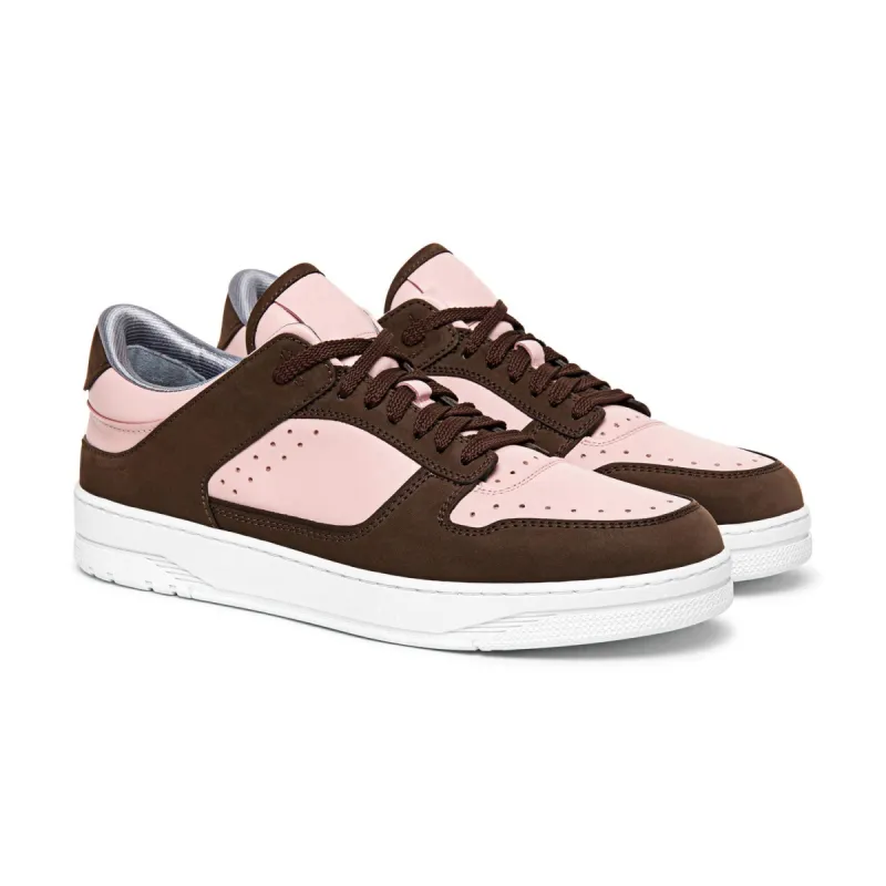 Pink Leather and Brown Suede Hayden Lace Up Sneakers - AW24 sold by Costoso Italiano