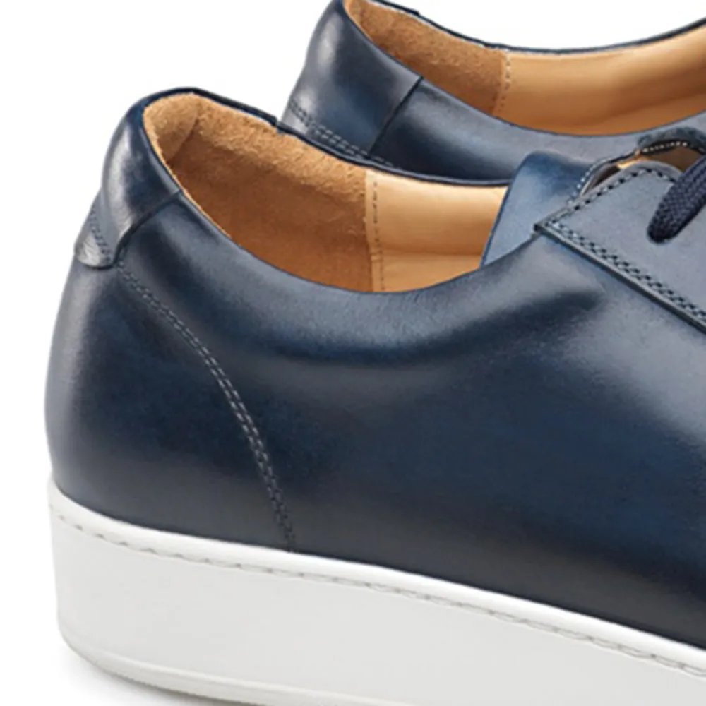 Navy Blue Leather Cornella Lace Up Sneakers sold by Costoso Italiano product image thumbnail 3