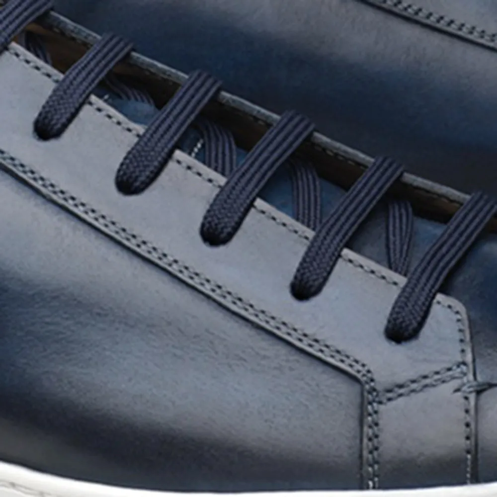 Navy Blue Leather Cornella Lace Up Sneakers sold by Costoso Italiano product image thumbnail 2