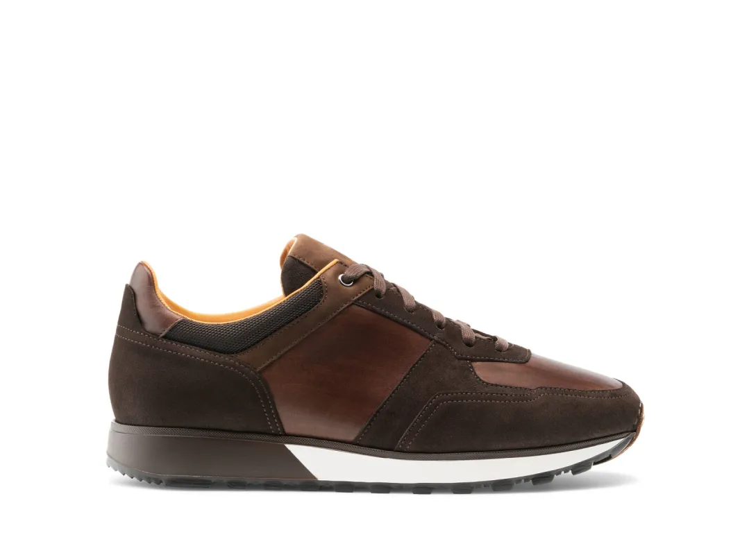 Height Increasing Brown Suede and Leather Nausori Lace Up Running Sneaker Shoes sold by Costoso Italiano