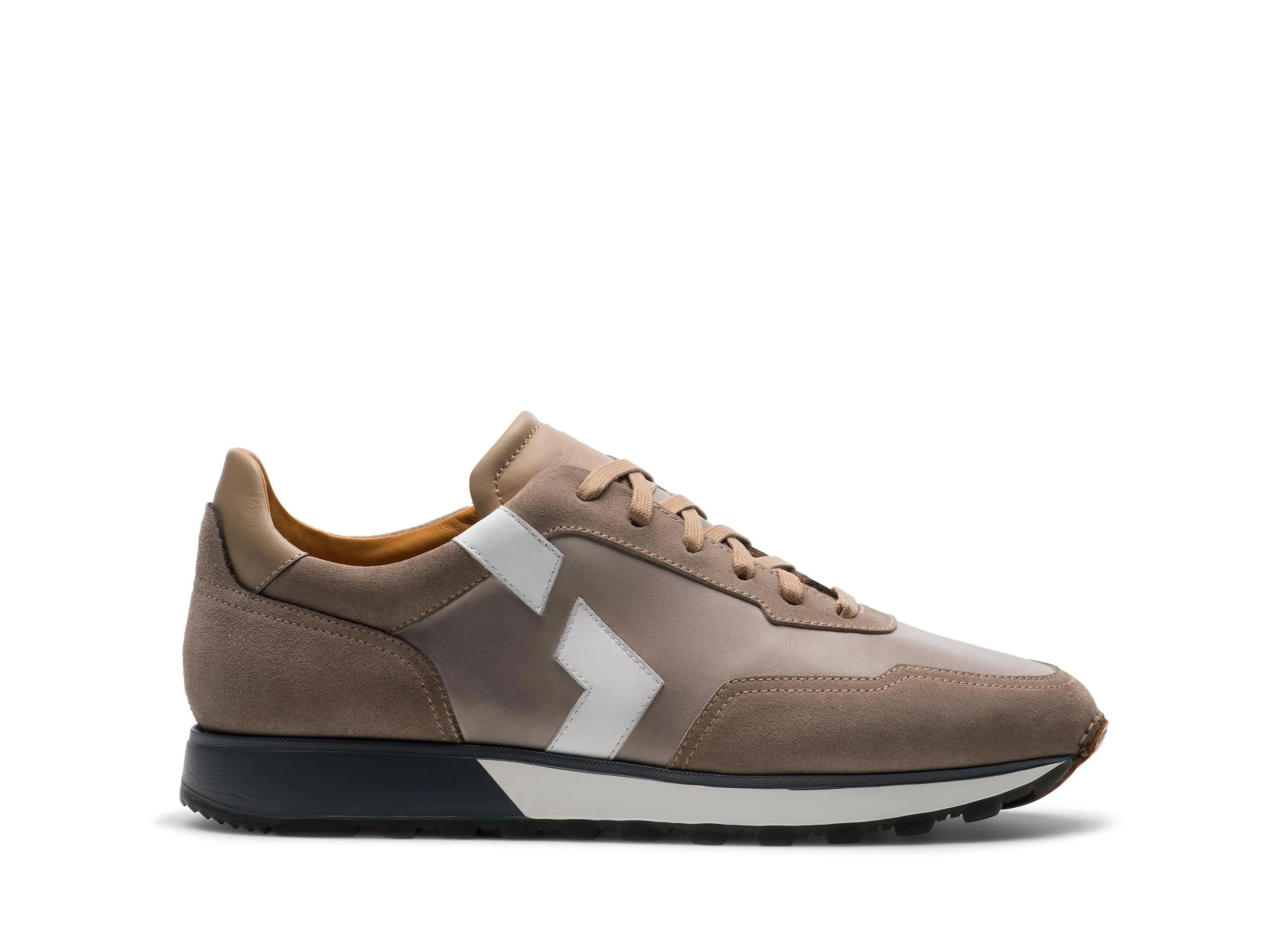 Tan Suede and Leather Laivai Lace Up Running Sneaker Shoes sold by Costoso Italiano
