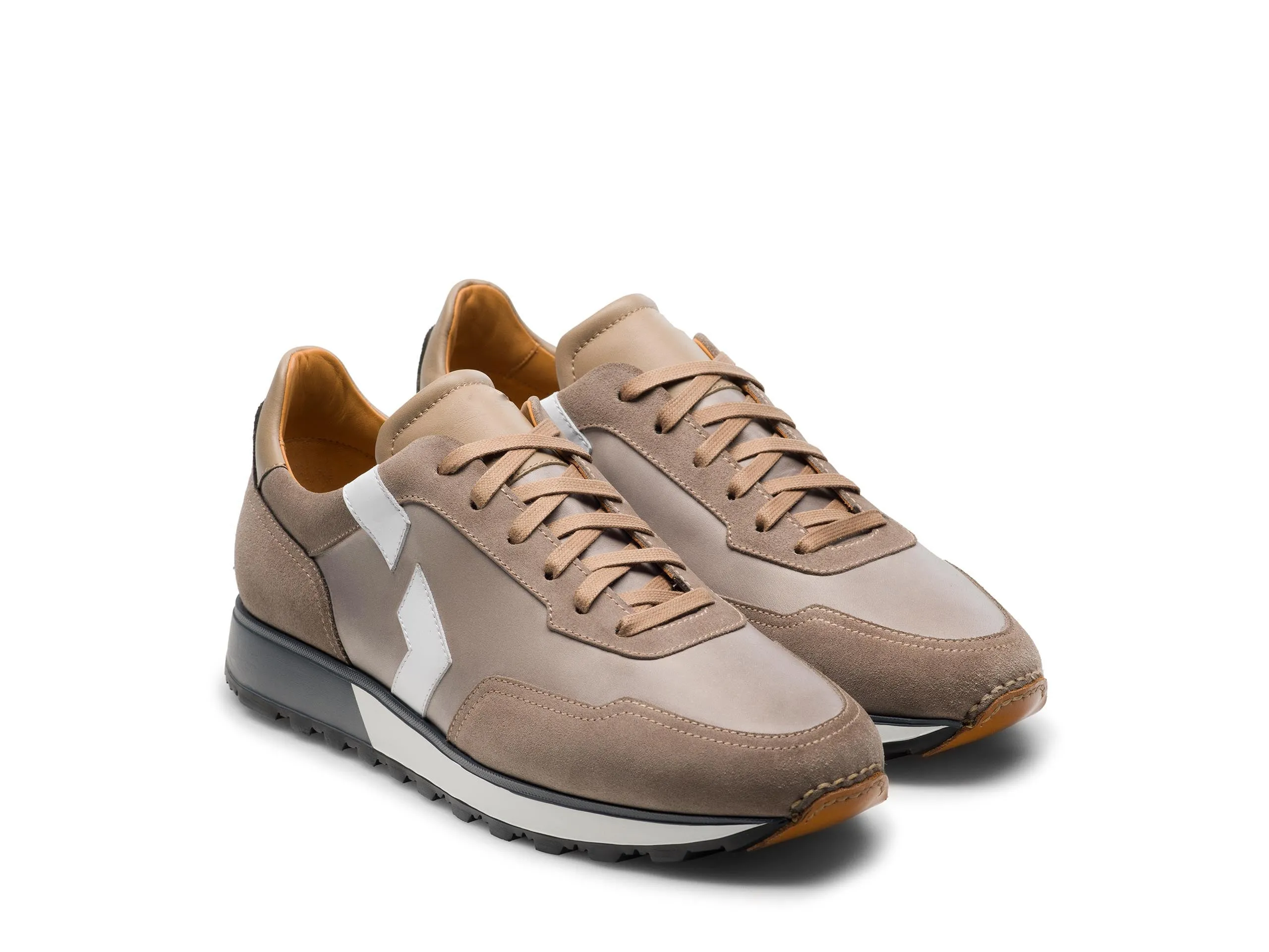 Tan Suede and Leather Laivai Lace Up Running Sneaker Shoes sold by Costoso Italiano product image thumbnail 2