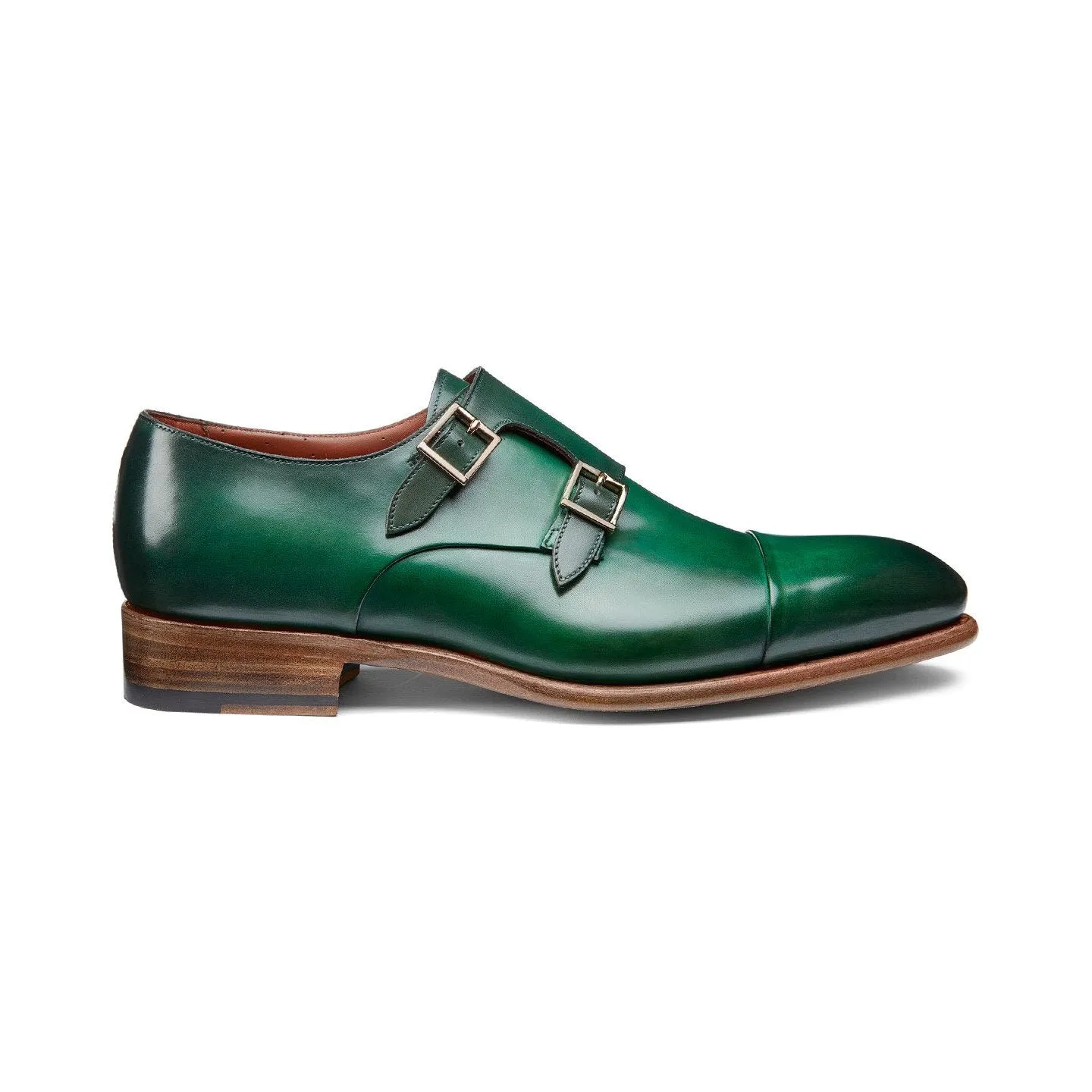 Flat Feet Shoes - Green Leather Castle Monk Straps with Arch Support sold by Costoso Italiano product image thumbnail 2