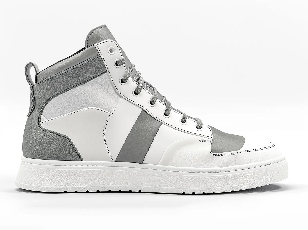 Grey & White Leather Sprint Lace-Up Sneakers with White Sole - Summer 2024 Collection sold by Costoso Italiano