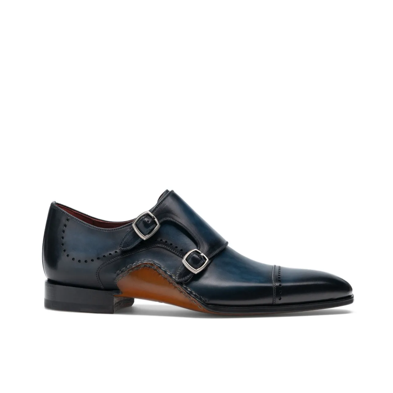 Height Increasing Navy Blue Leather Victoria Monk Strap Shoes sold by Costoso Italiano product image thumbnail 3