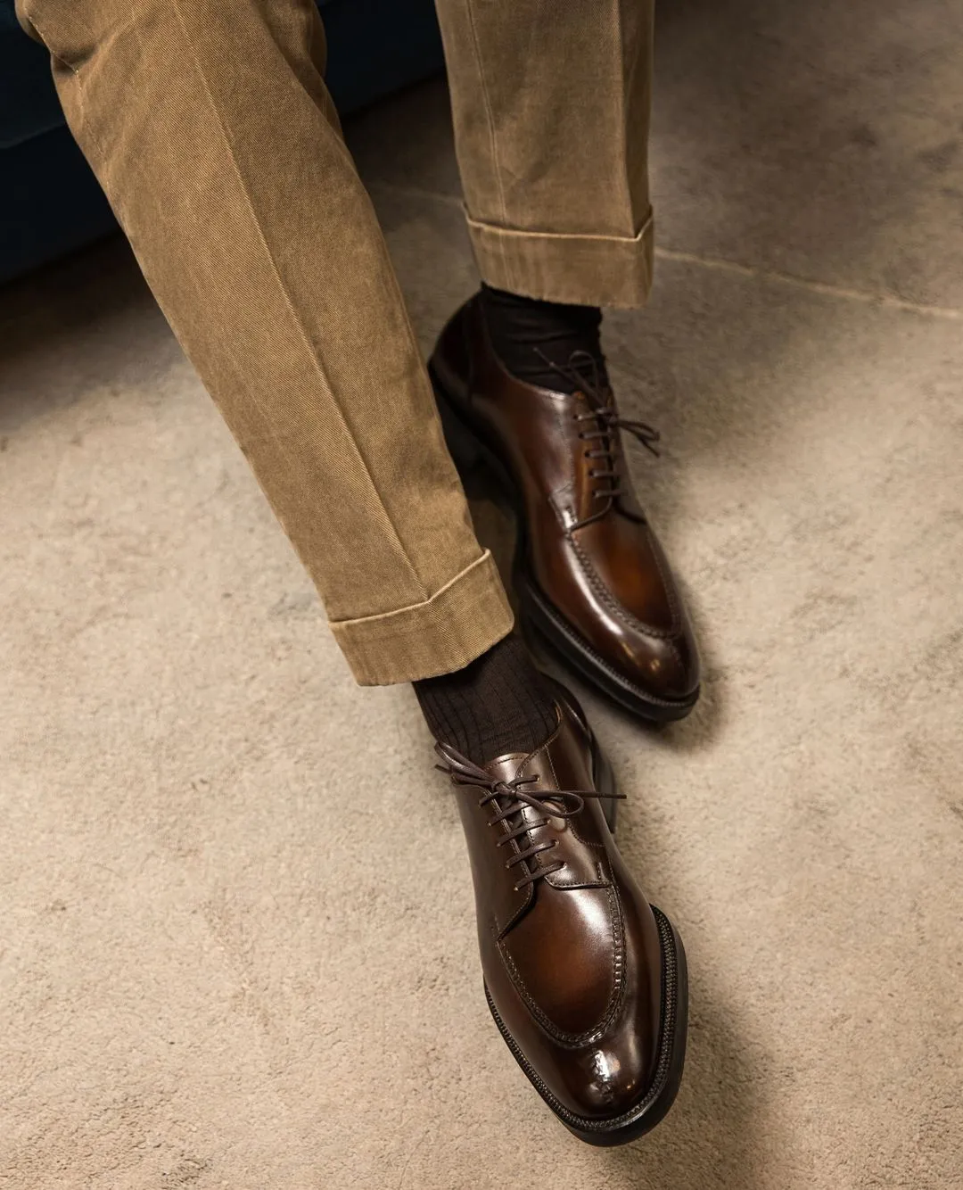 Brown Leather Teruel Derby Shoes - AW24 sold by Costoso Italiano