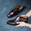 Height Increasing Brown Leather Barcelos Monk Straps sold by Costoso Italiano