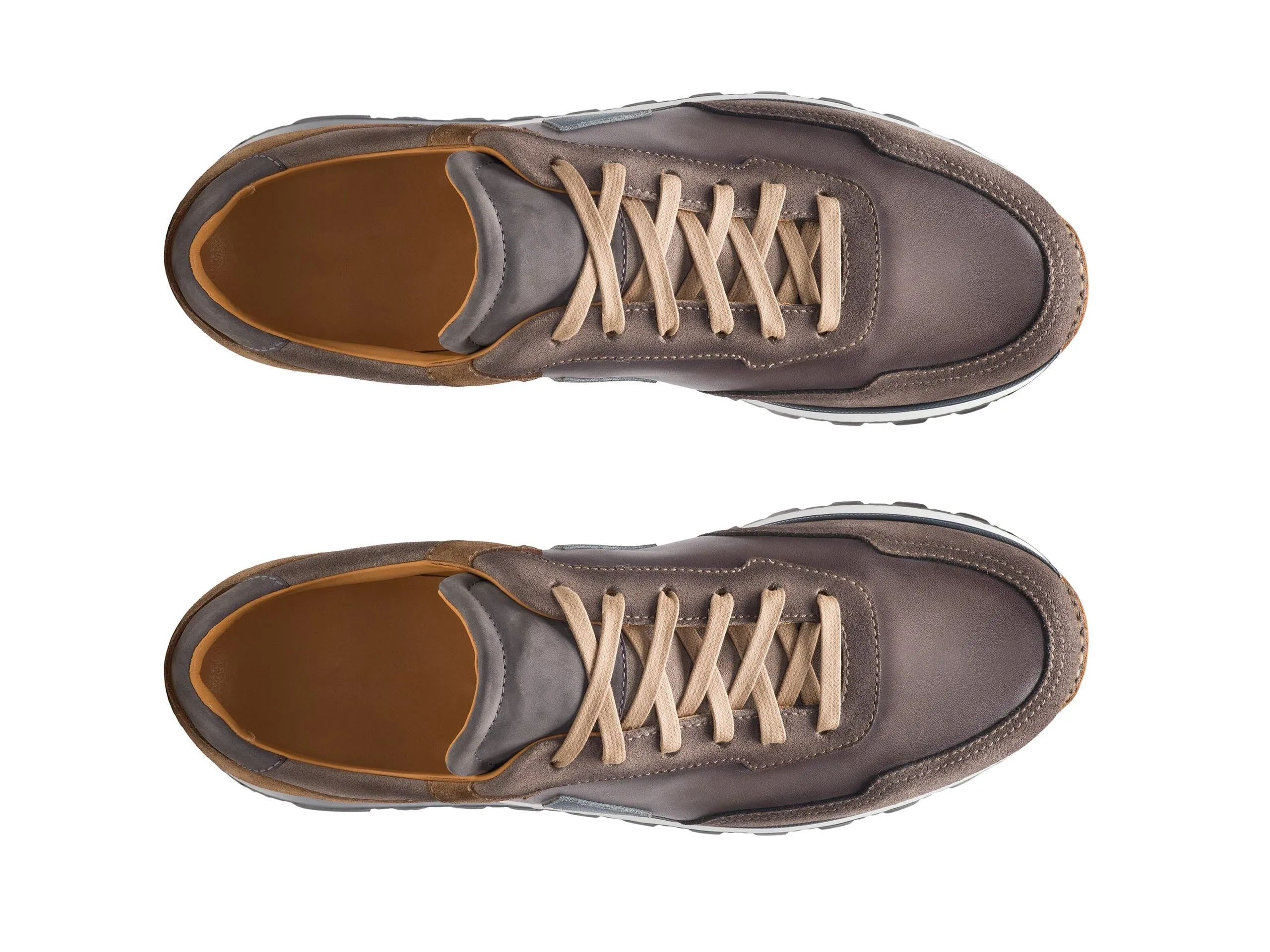 Height Increasing Brown Suede and Grey Leather Laivai Lace Up Running Sneaker Shoes sold by Costoso Italiano product image thumbnail 2