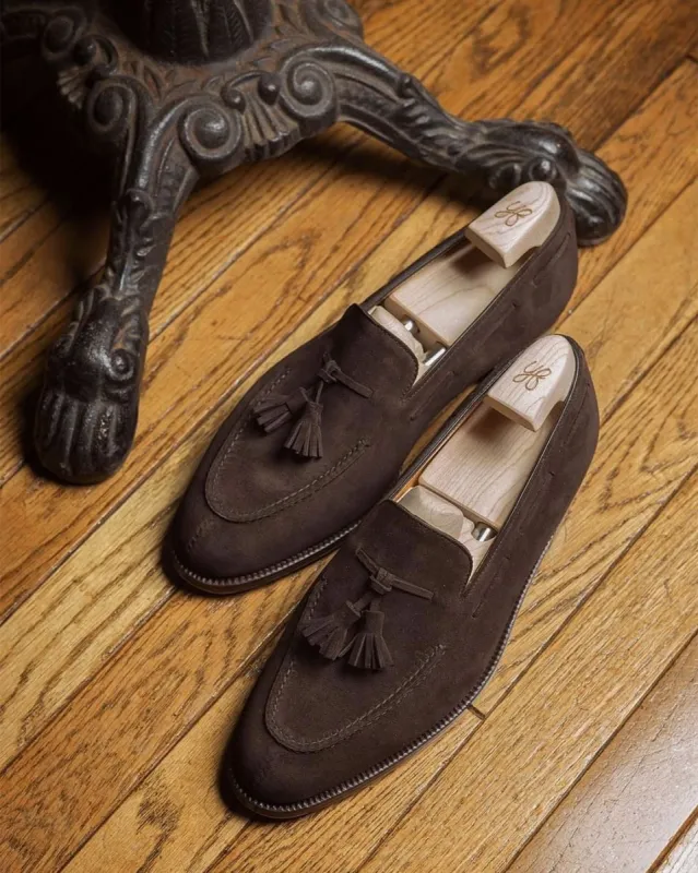 Brown Suede Lysandra Tassel Loafers - Formal Shoes - SS23 sold by Costoso Italiano