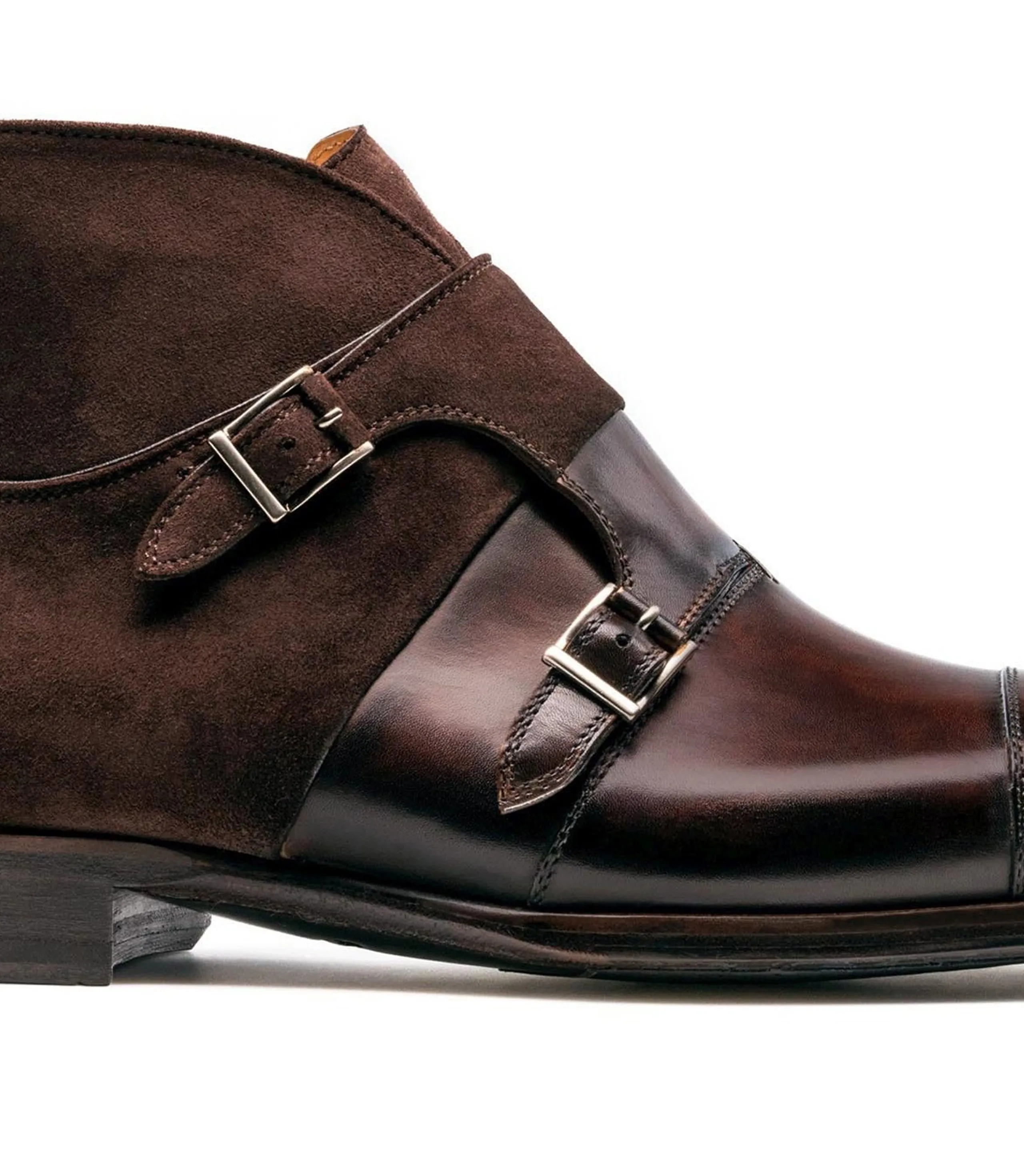 Height Increasing Brown Leather Batasang Monk Strap Boots sold by Costoso Italiano product image thumbnail 4