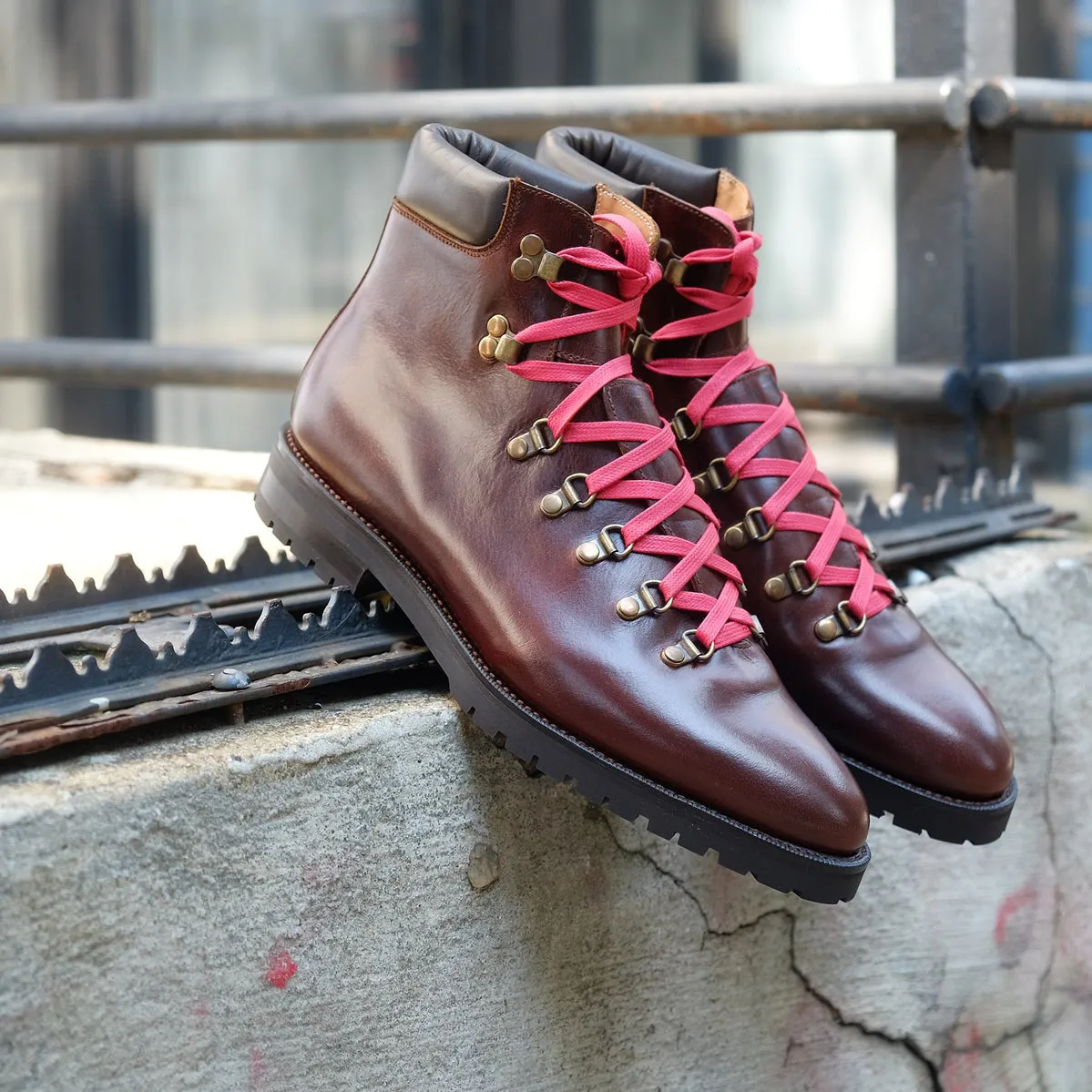 Brown Leather Larett Chunky Hiking Combat Boots - Hiking and Trekking Boots sold by Costoso Italiano product image thumbnail 3