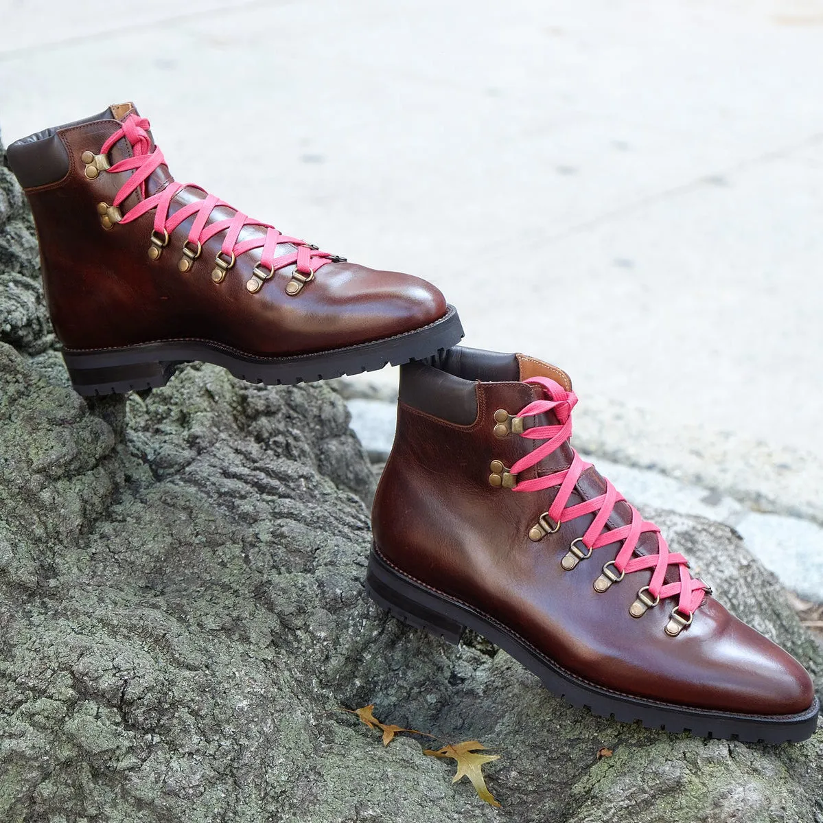 Brown Leather Larett Chunky Hiking Combat Boots - Hiking and Trekking Boots sold by Costoso Italiano product image thumbnail 4