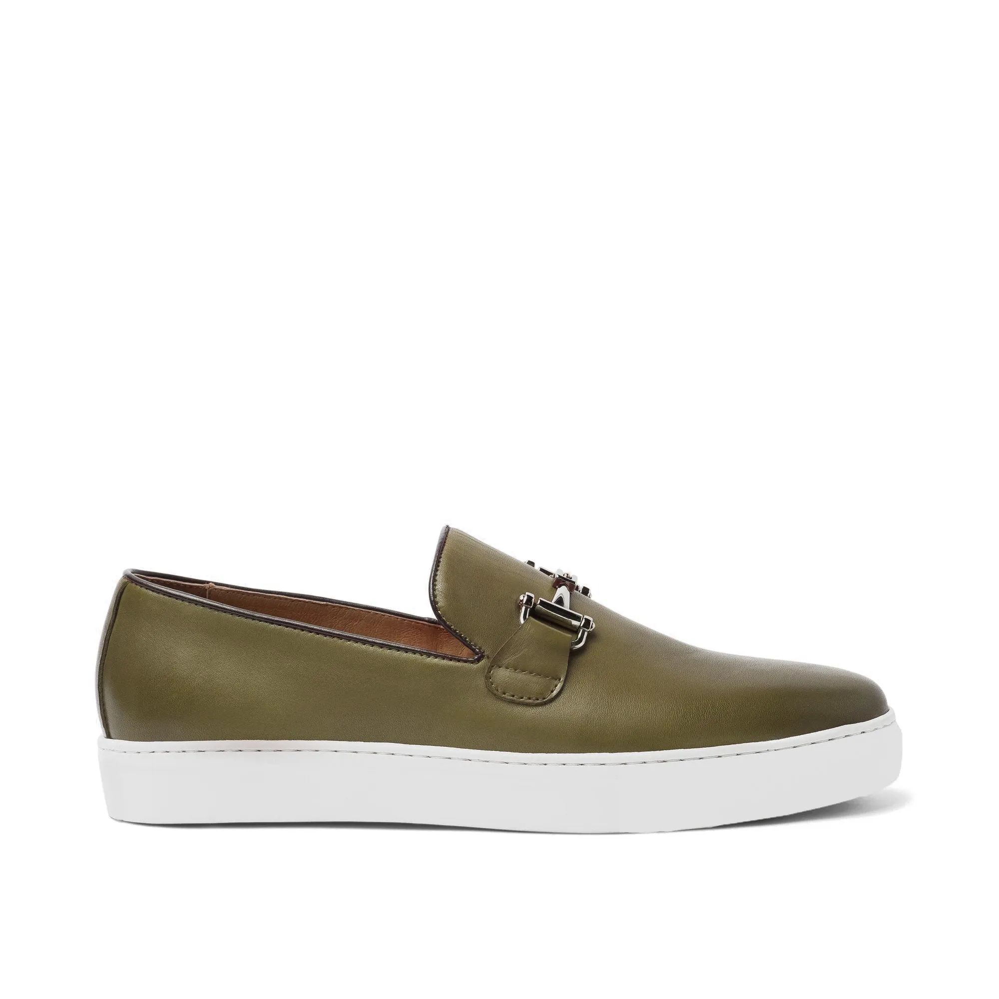Height Increasing Green Leather Alvin Horse Bit Sneakers sold by Costoso Italiano product image thumbnail 2