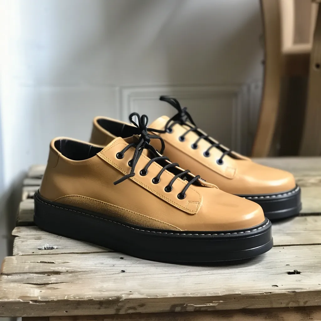 Tan Leather Delfino With Thick White Sole Sneakers sold by Costoso Italiano