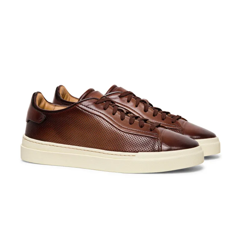 Brown Perforated Leather Antonia Lace Up Sneakers - AW24 sold by Costoso Italiano