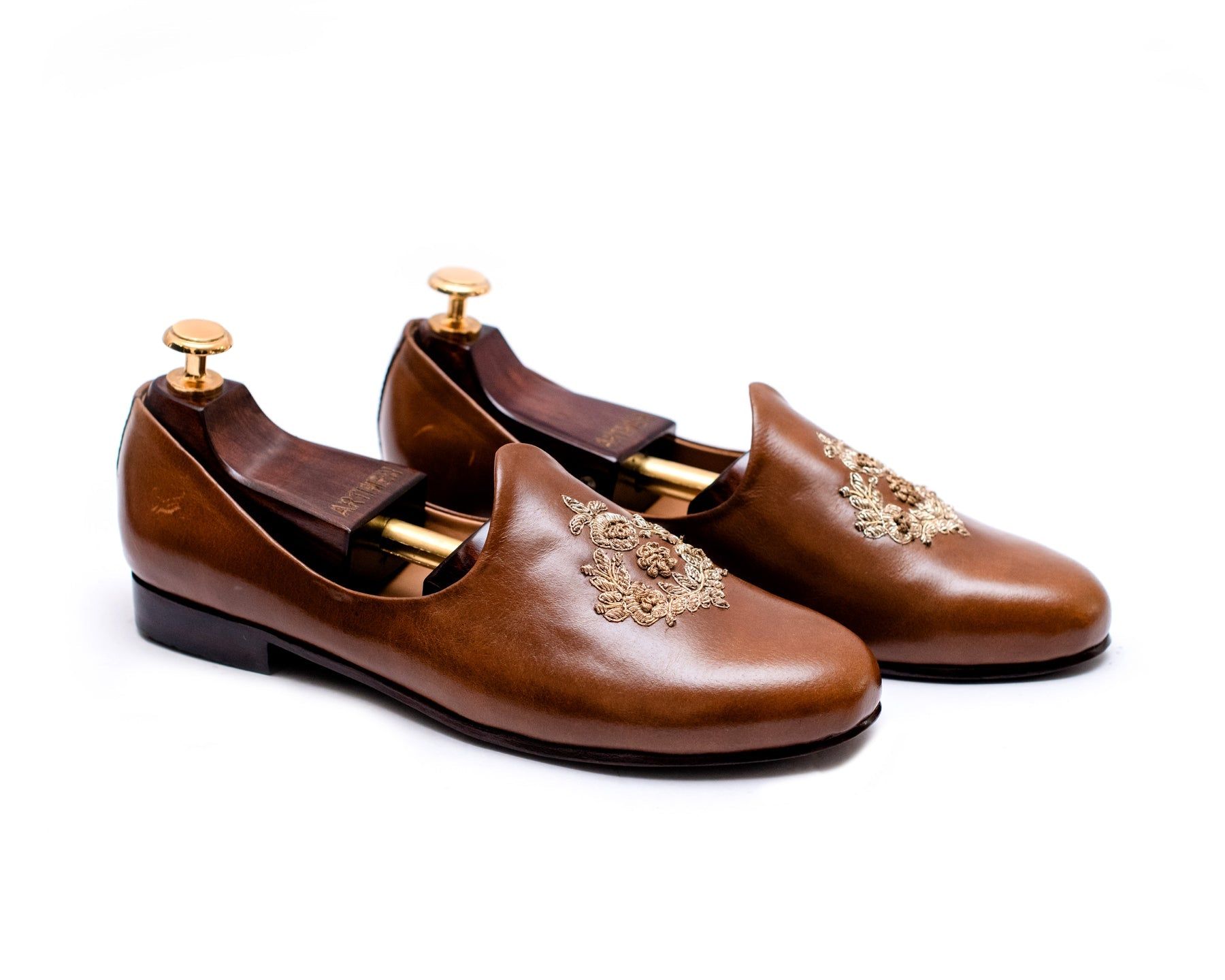 Tan Leather Peshawari Loafers | Wedding Shoes for Groom | Shoes for Haldi Mehendi Sangeet sold by Costoso Italiano