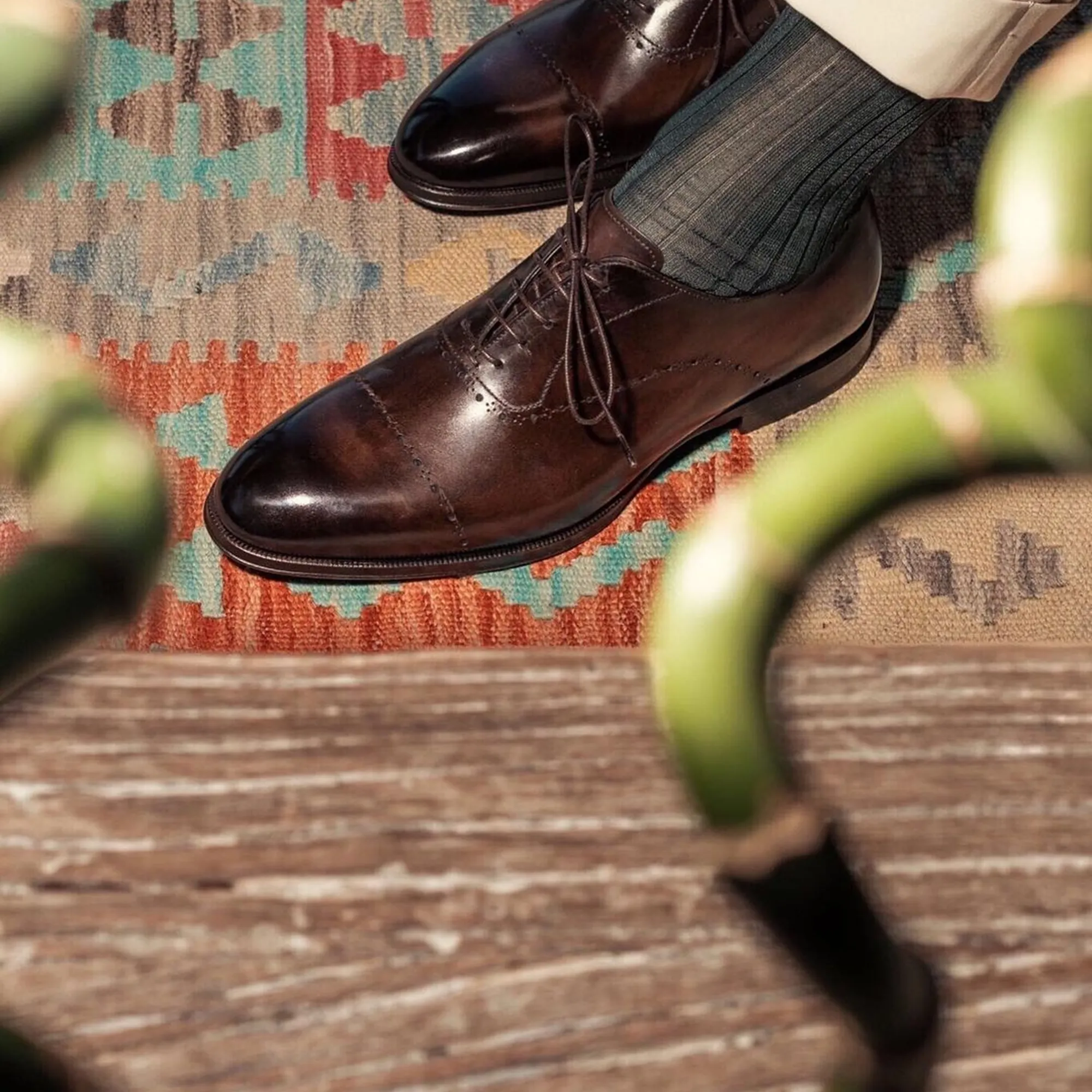 Brown Patina Leather Montero Brogue Oxford Shoes sold by Costoso Italiano product image thumbnail 2