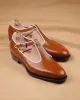 Tan Leather Basel Single Monk Straps sold by Costoso Italiano