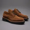 Brown Suede Leather Orion Chunky Derby Shoes - SS23 sold by Costoso Italiano