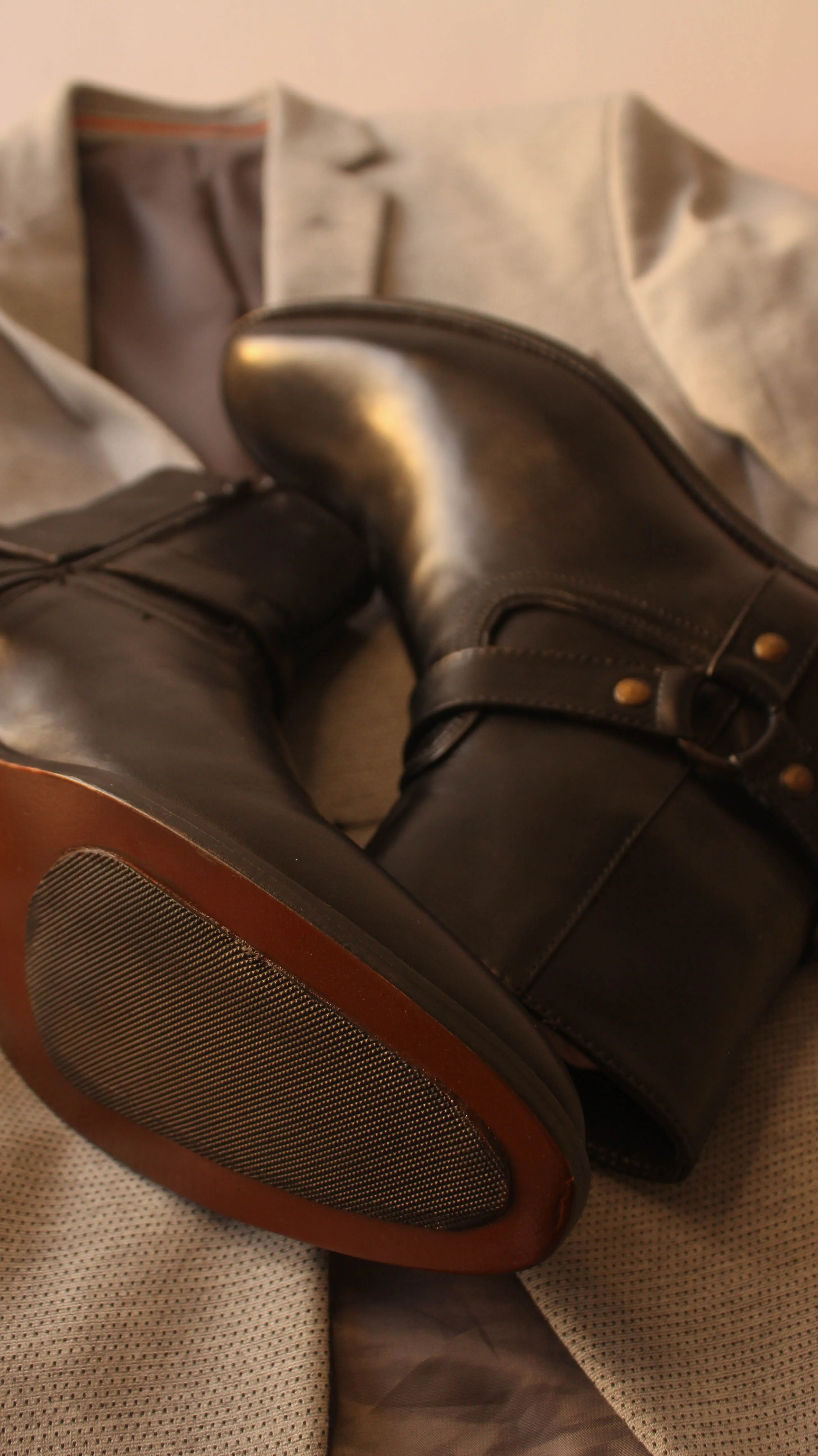 Black Leather Fabrigo Harness Chelsea Boots sold by Costoso Italiano product image thumbnail 2