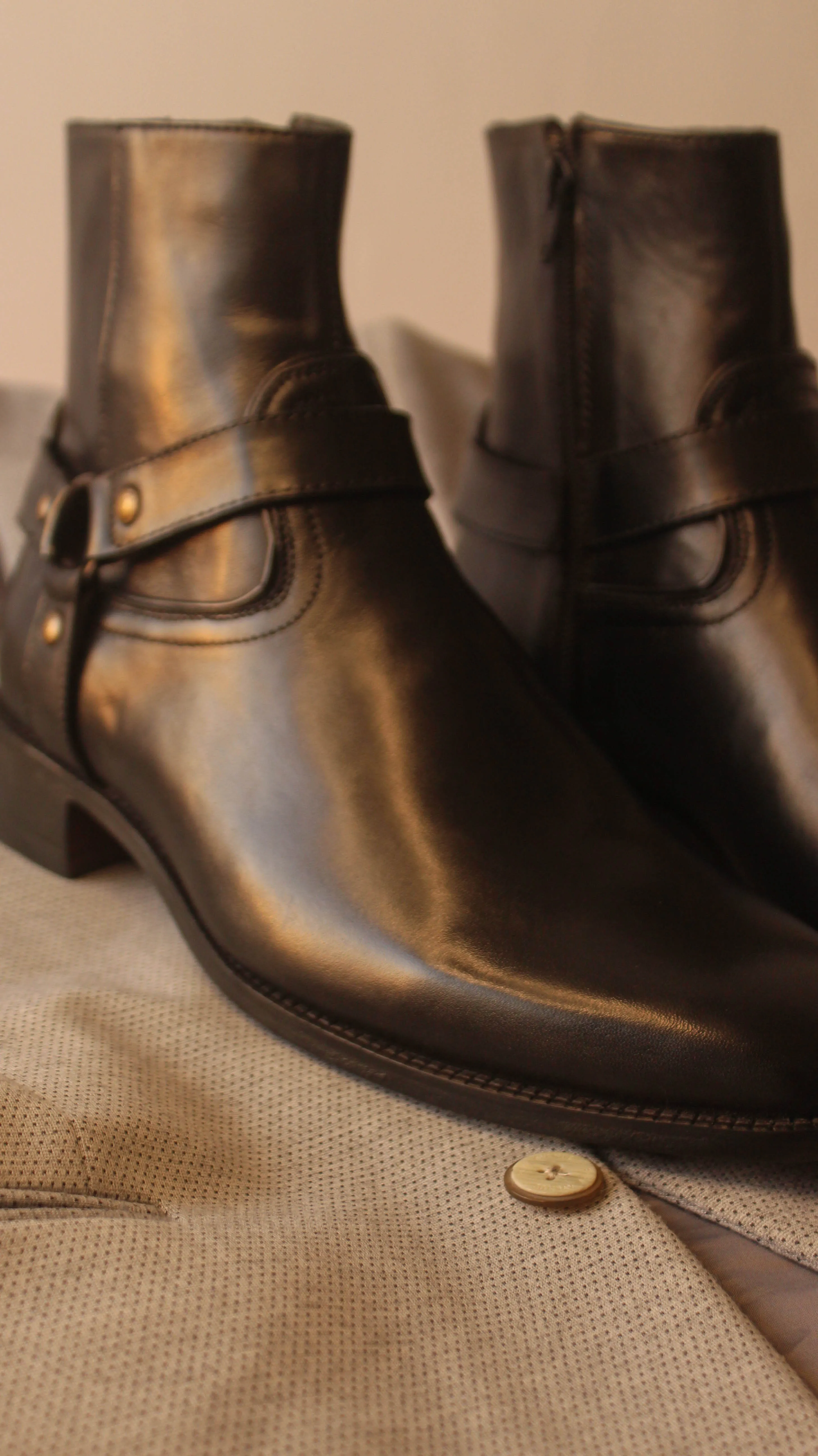 Black Leather Fabrigo Harness Chelsea Boots sold by Costoso Italiano product image thumbnail 5