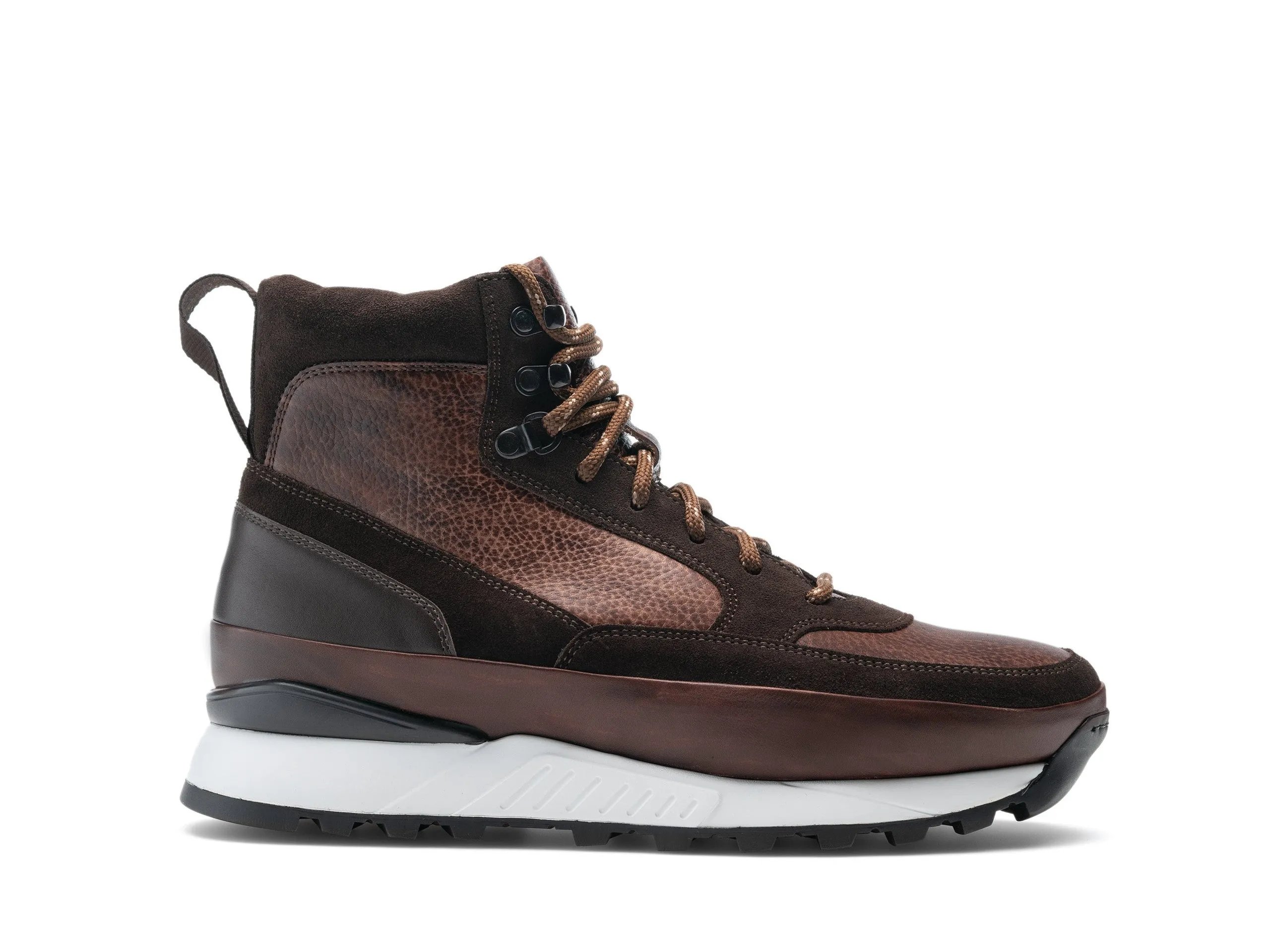 Height Increasing Brown Leather and Suede Dreketi High Top Sneaker Boots sold by Costoso Italiano product image thumbnail 5