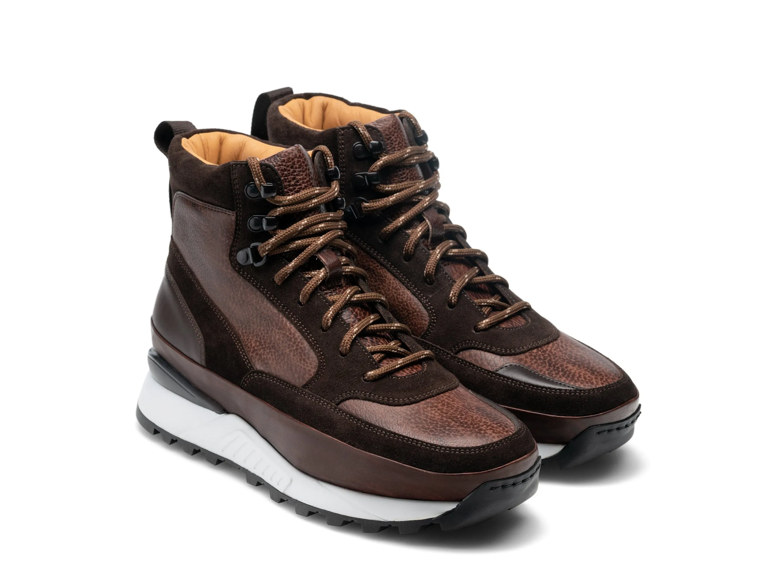 Height Increasing Brown Leather and Suede Dreketi High Top Sneaker Boots sold by Costoso Italiano product image thumbnail 2