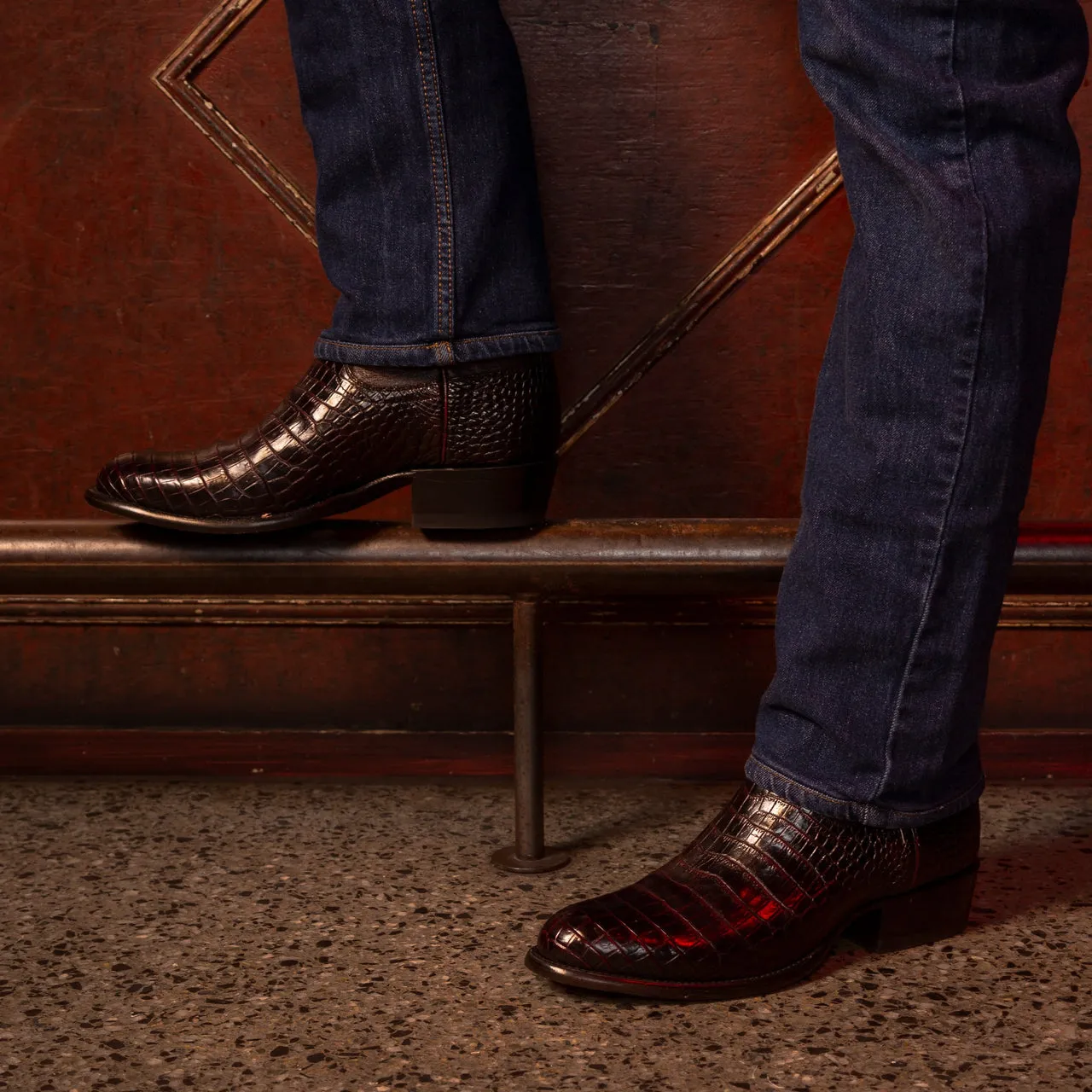 Brown Leather Greataux Slip On Zipper Western Cowboy Boots - AW24 sold by Costoso Italiano product image thumbnail 4