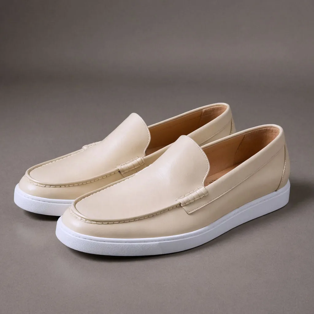 Cream Leather Anthea Slip On Sneakers sold by Costoso Italiano