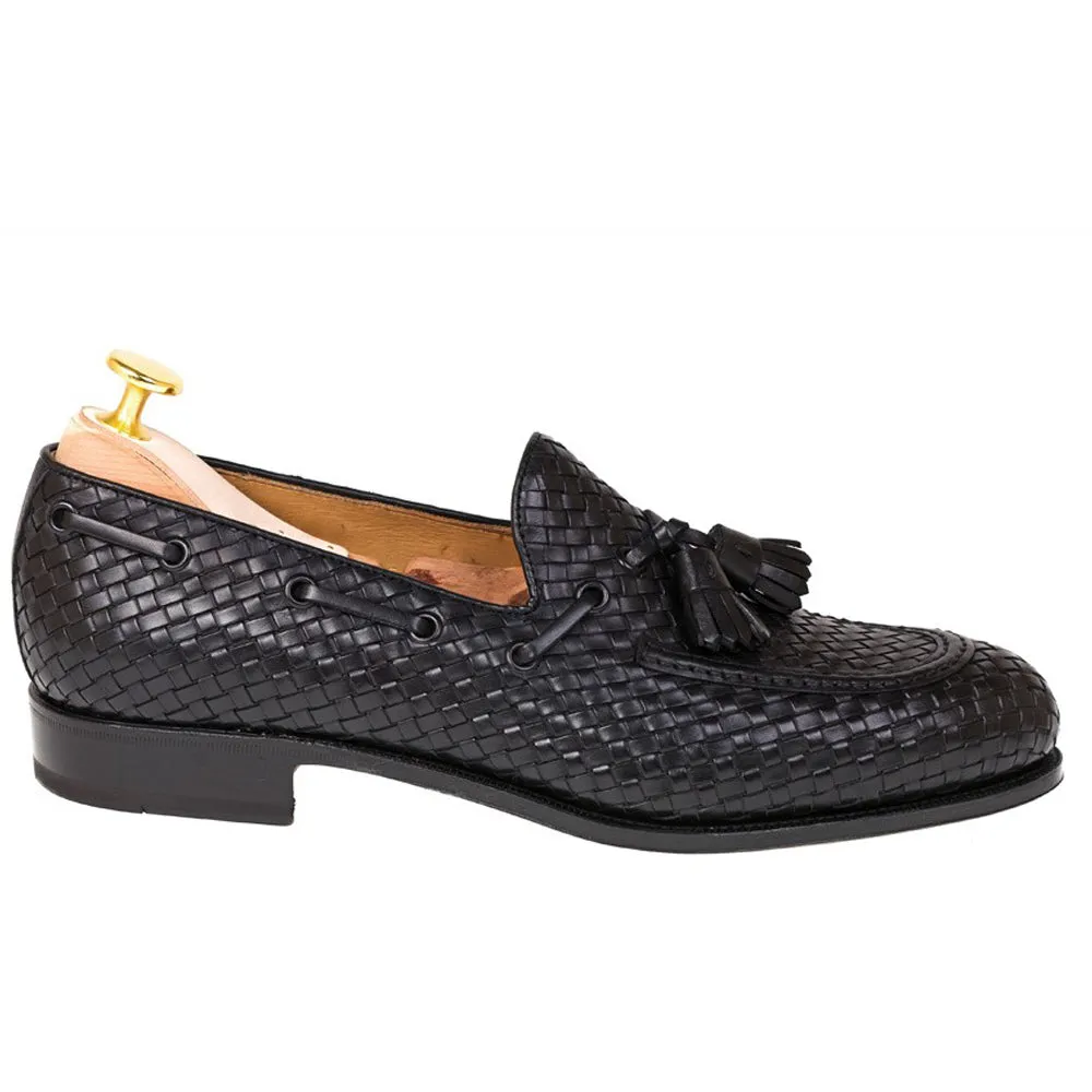 Height Increasing Black Hand Woven Braided Leather Acton Loafers sold by Costoso Italiano product image thumbnail 3