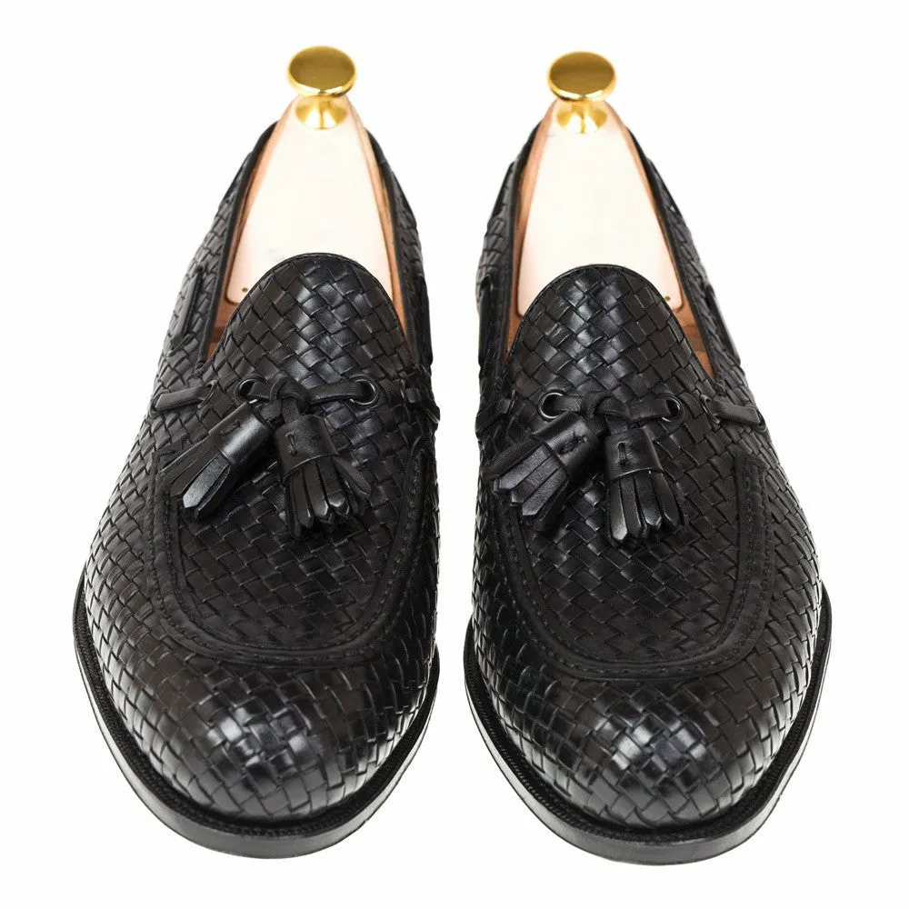 Height Increasing Black Hand Woven Braided Leather Acton Loafers sold by Costoso Italiano product image thumbnail 2